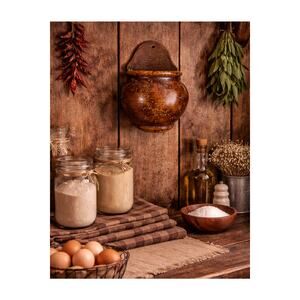 Vintage Antique Brown Glaze Pottery Wall Pocket Salt Box Rustic Marked Italy 739